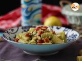 Opskrift Kold pasta med avocadocreme, mandler og cherrytomater: vegetarisk og meget velsmagende!