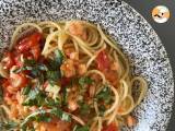 Opskrift Spaghetti med rejer og cherrytomater, en hurtig opskrift på en velsmagende forret