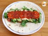 Sandwich wrap med chorizo, avocado og tomat - Forberedelse trin 3