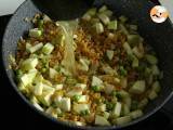 Risotto med coquillettes, ærter, courgetter, hvidløg og urteost - Forberedelse trin 5