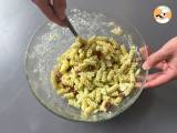 Kold pasta med courgettepesto, bøffelmozzarella og soltørrede tomater - Forberedelse trin 4