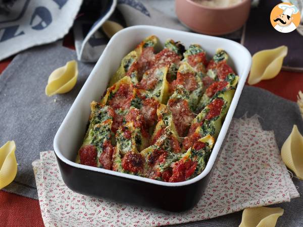 Conchiglioni fyldt med ricotta og spinat: en uimodståelig bagt vegetarret