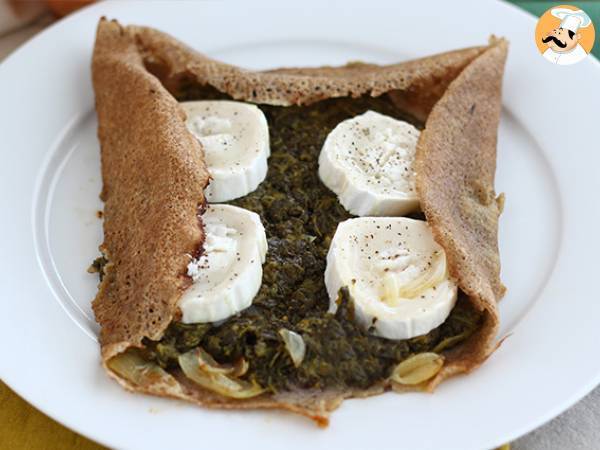 Galette med gedeost og spinat