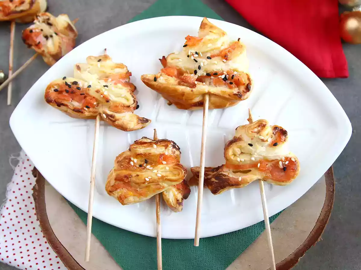 Graner i butterdej med to slags laks