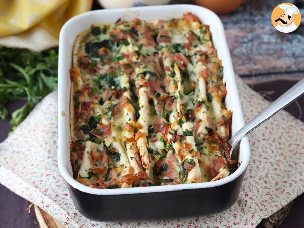 Hvad man kan gøre med tortillas Skinke-, spinat- og mozzarellagratin i kransekagestil - foto 8