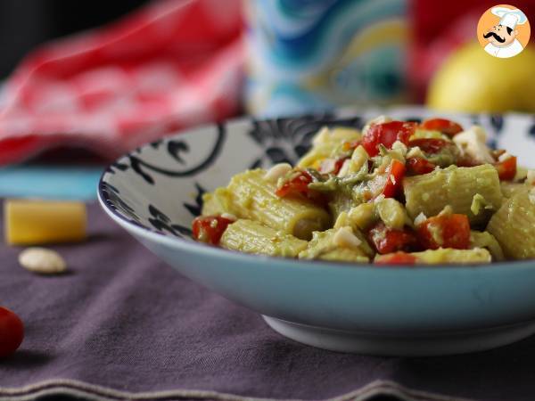 Kold pasta med avocadocreme, mandler og cherrytomater: vegetarisk og meget velsmagende! - foto 3