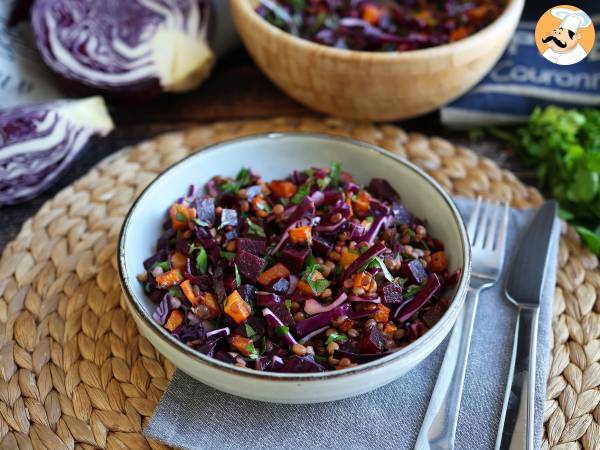 Linsesalat, butternut, rødkål, rødbede og persille (perfekt til efterår/vinter) - foto 3