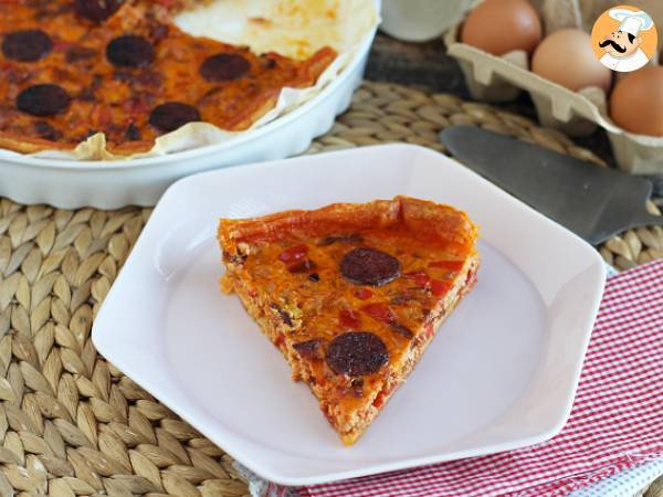 Quiche med peberfrugt og chorizo