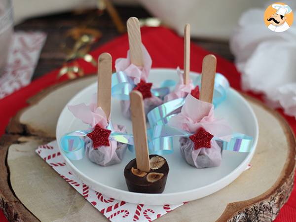 Slikkepinde med varm chokolade: mørk chokolade + ristede hasselnødder - foto 5