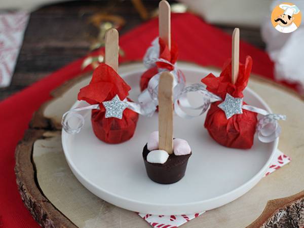 Slikkepinde med varm chokolade: mørk chokolade + skumfiduser - foto 5