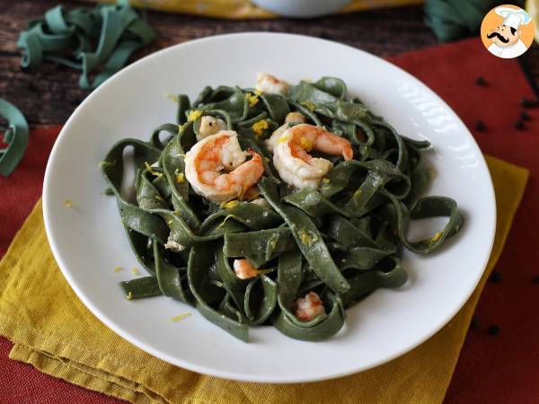 Spirulina-pasta med rejer og citron: en næringsrig forret med en unik smag - foto 5