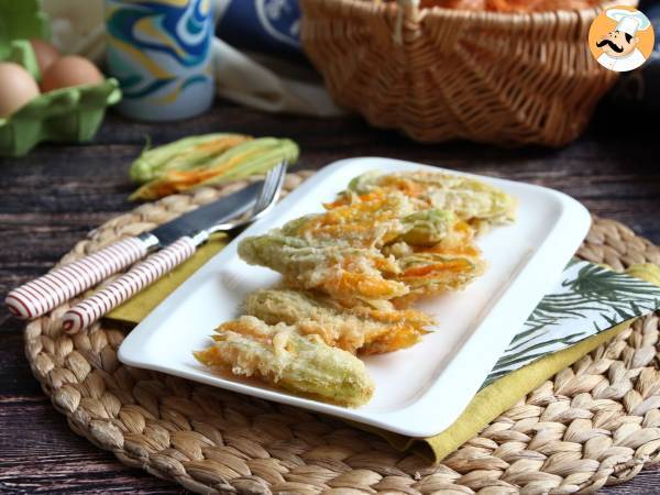 Stegte courgetteblomster, opskriften på dej med danskvand