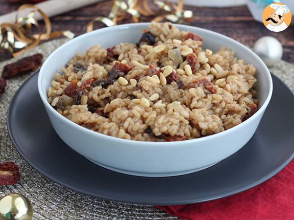 Vegetarisk risotto med soltørrede tomater og svampe